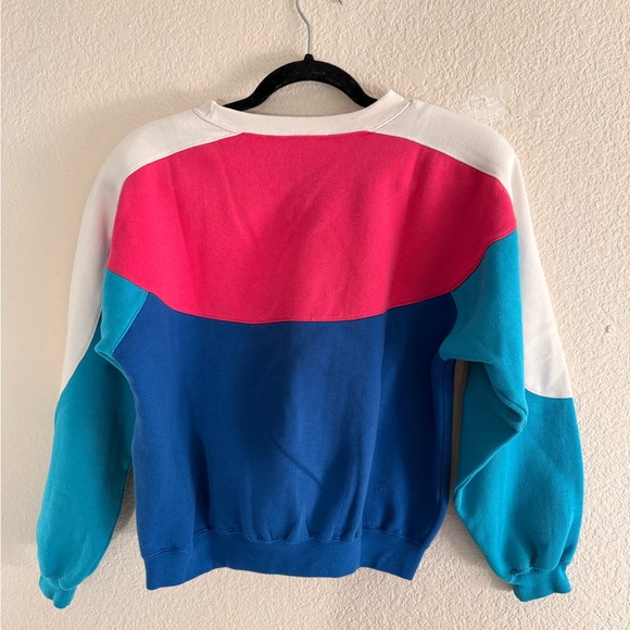80s vintage color block pullover sweatshirt - Picture 2 of 4
